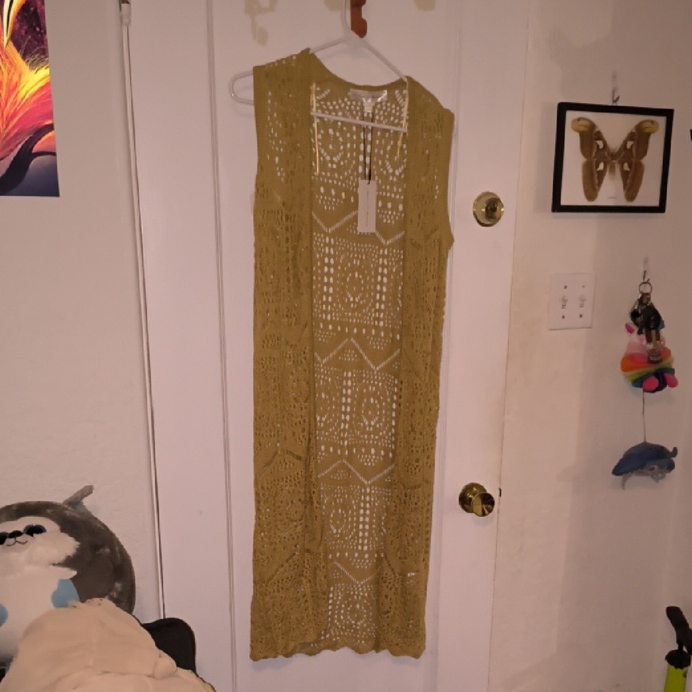 NWT Chelsea & Theodore | Tan Crochet Cardigan